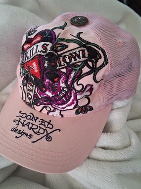 Ed Hardy Tattoo Trucker Hat • Black • Y2K Rhinestone Cap